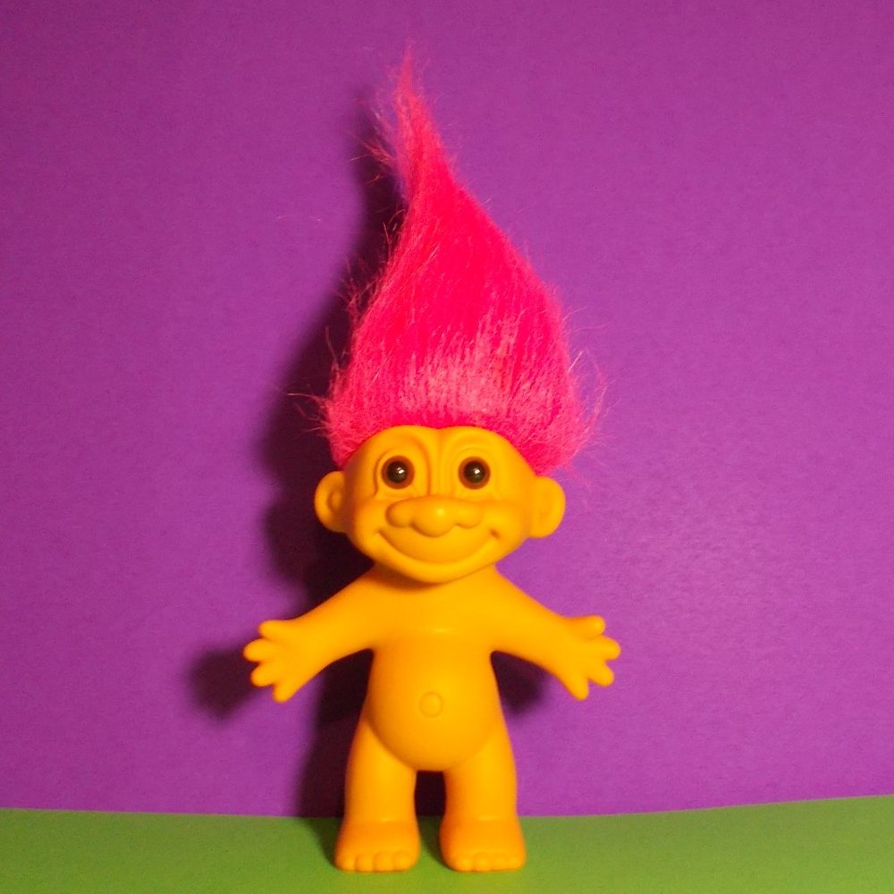 NEW RUSS Troll Doll Naked Pink Hair Brown Eyes 8.5" VTG